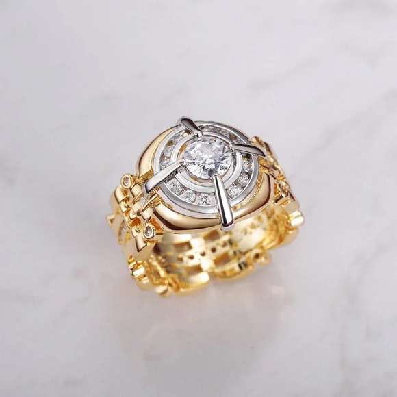 🎀Shiny Advanced Zircon Watch Dial Fashion Tops Luxury Ring for Man, MARR9062 - Picture 5 of 6